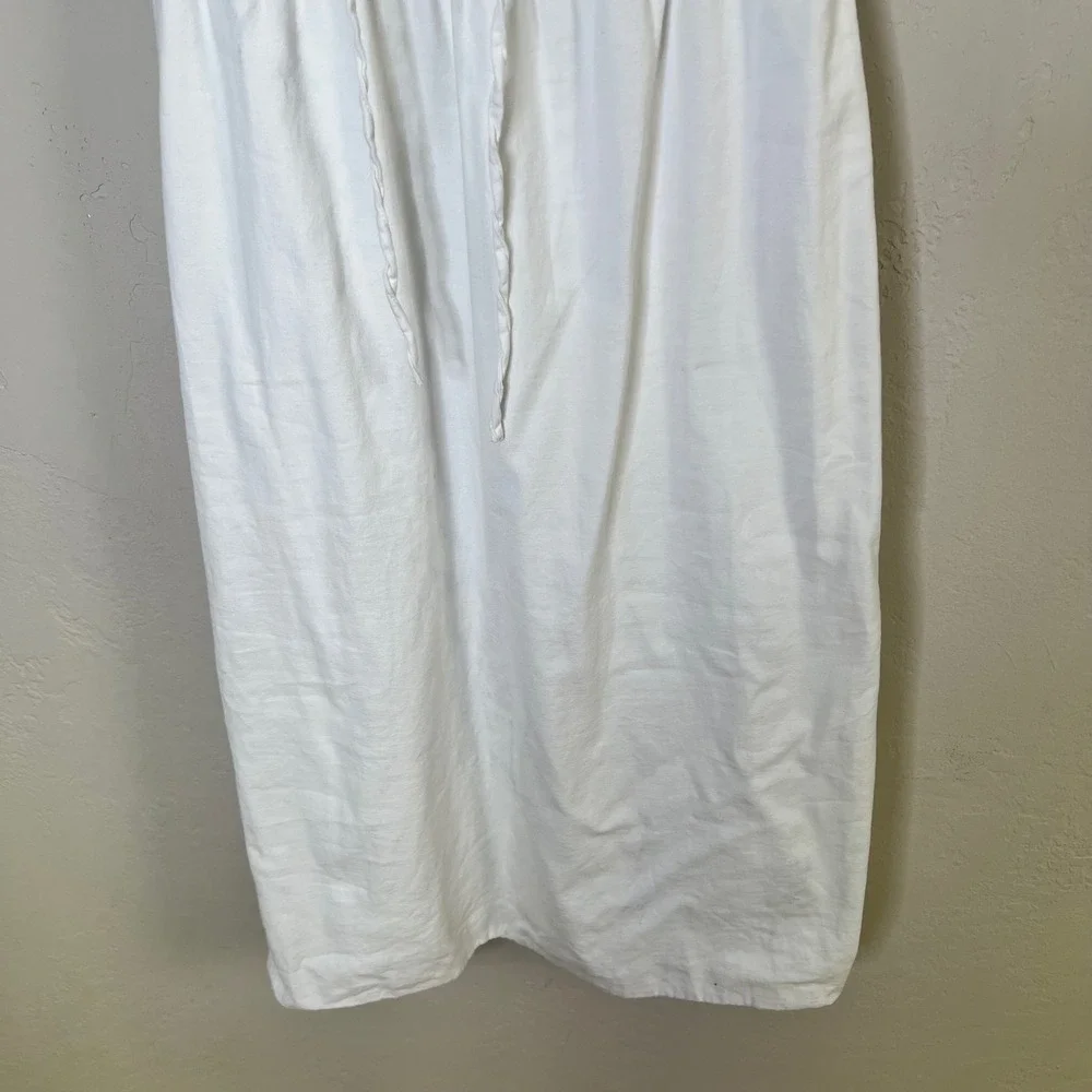 Reformation Dress Size 2 White Smocked Waist Organic Cotton Midi Milk Maid - Picture 3 of 11